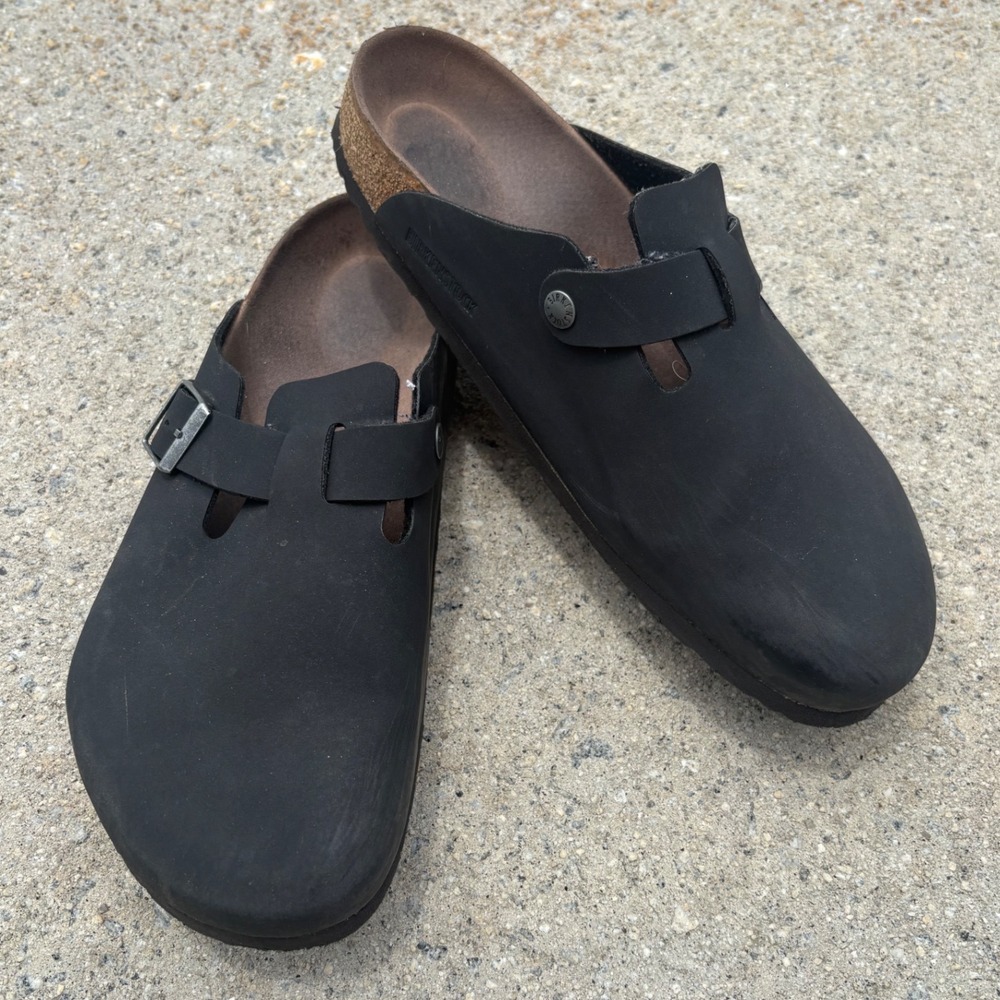 Birkenstock Boston Clogs Mens Black Synthetic Cork Footbed Mules Size 39